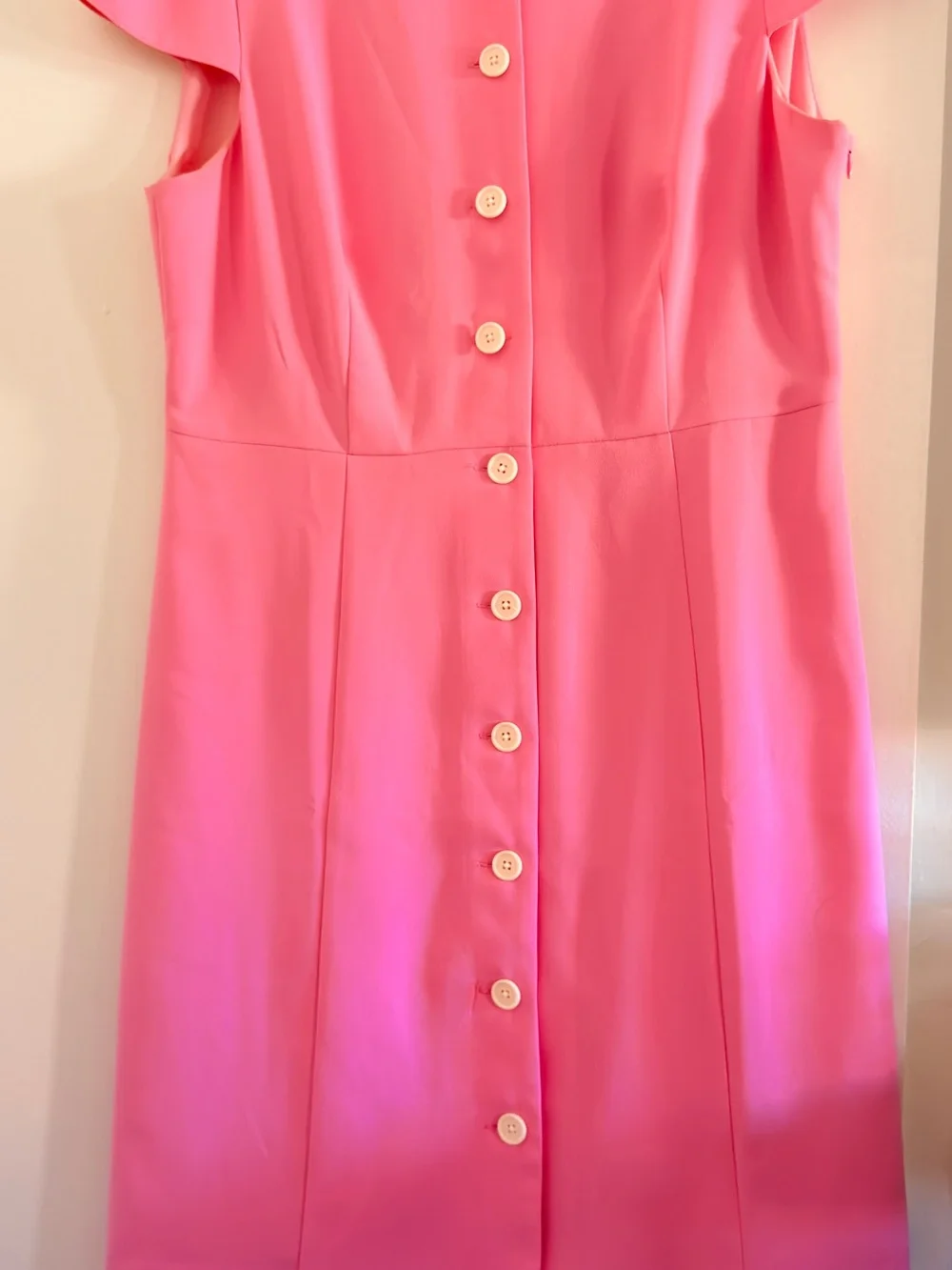 J. Crew Bright Pink Button-Front Midi Dress